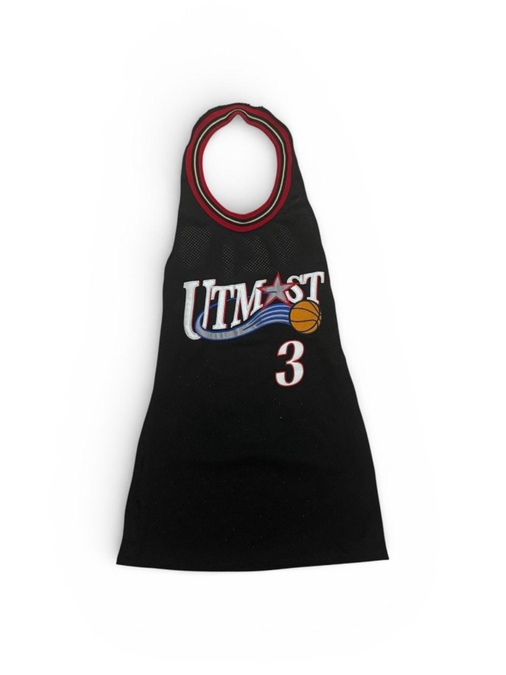 All-Star Black Basketball Jersey Dress with Red Trim